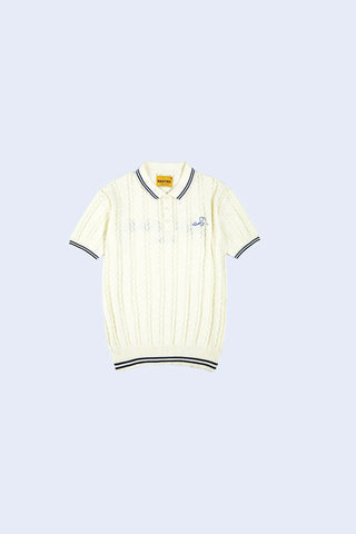 Cream Cable-Knit Polo