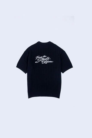 Black Jacquard Knit Tee