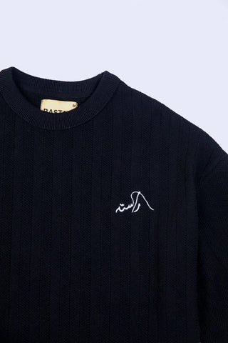 Black Knit Polo Sweater