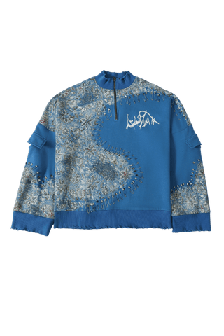 "Waves of steel" blockprint sweatshirt