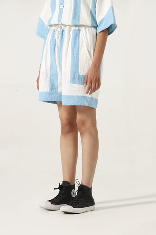 Handwoven striped cotton shorts