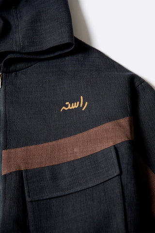 Arched passage zipper hoodie