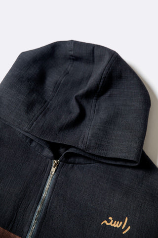 Arched passage zipper hoodie