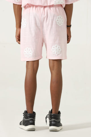 "Flower child" hand-embroidered shorts