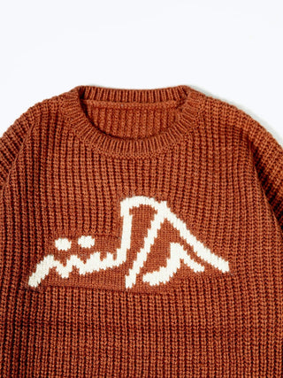 Cognac chunky knit logo sweater
