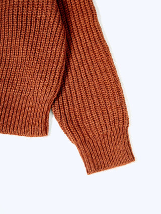 Cognac chunky knit logo sweater