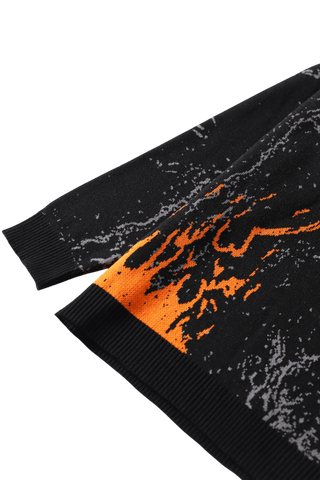 "Fire of man" jacquard knit sweater