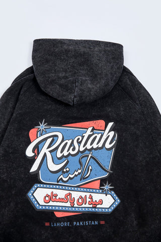 Black Acid Wash Oversized Hoodie