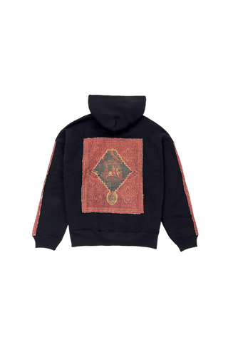 Hand crafted unisex matte black Mughal horseback hoodie
