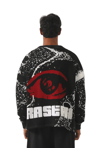"Crimson gaze" knit sweater