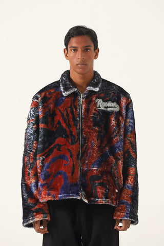 Lahori nights" printed sherpa jacket
