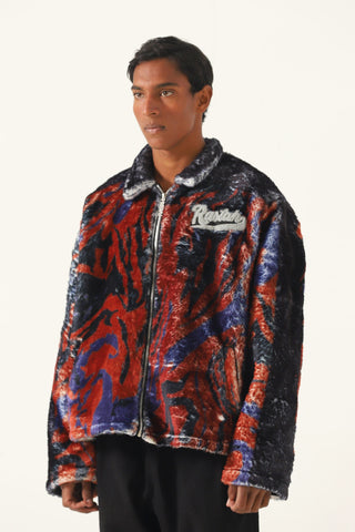 Lahori nights" printed sherpa jacket