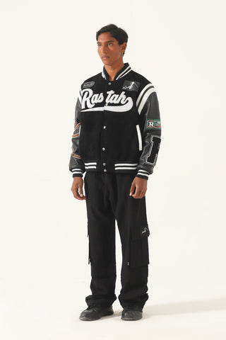 "97 paradise" suede varsity jacket