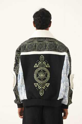 "Calabasas" block print bomber