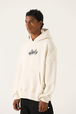 "Chinatown" printed beige hoodie
