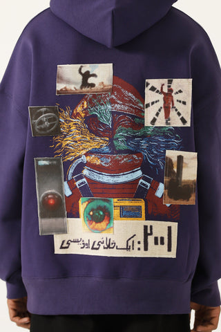 " A space odyssey" printed patchwork hoodie