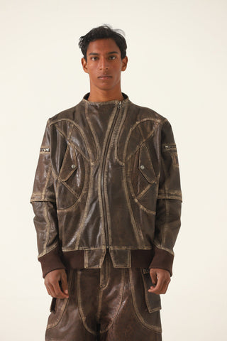 "Bowery nights" distressed leather jacket