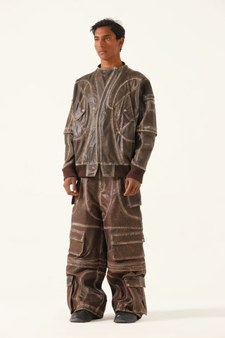 "Bowery nights" distressed leather jacket