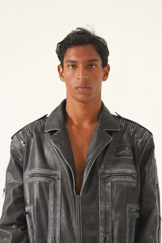 "Vegas in the dark" leather long coat