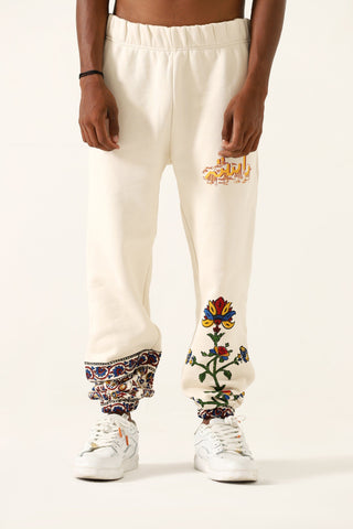 "1975" block print sweatpants