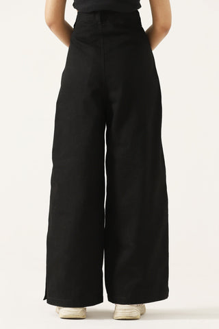 Snap button denim trousers