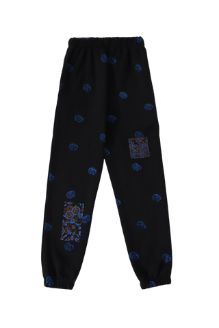 Patchwork block print sweatpants