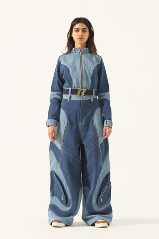 Cropped racer denim jacket
