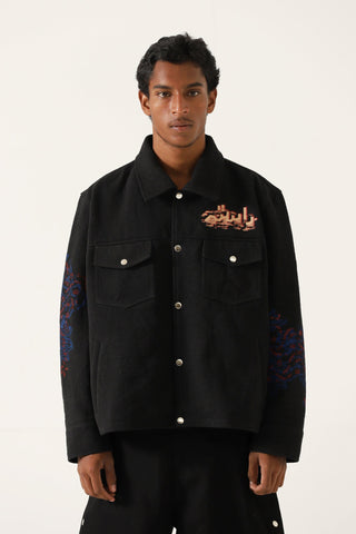 "Jaws " handwoven printed jacket