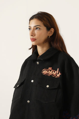 "Jaws " handwoven printed jacket