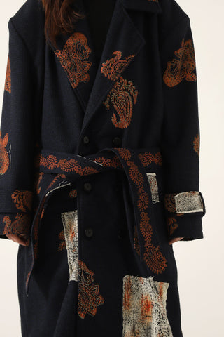 Hand block print patchwork long coat