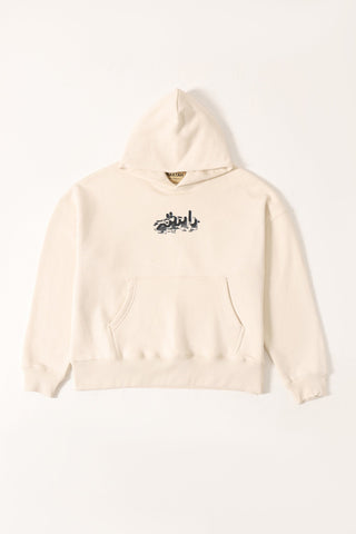 "Chinatown" printed beige hoodie