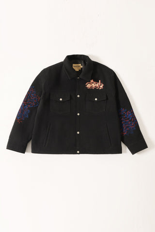 "Jaws " handwoven printed jacket