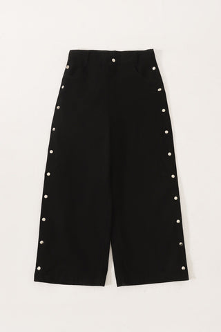 Snap button denim trousers