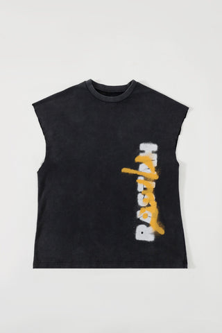 Acid wash graffiti tank top