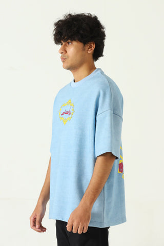 "You and I" screen print blue T-shirt