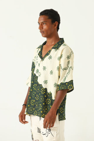 "Rajasthan" hand block print button-down