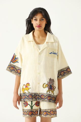 "Emperors circus" hand blockprint button-down
