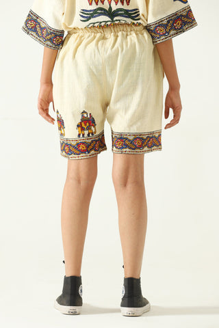 Floral handwoven cotton shorts