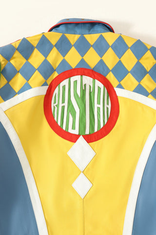Multicolor paneled leather jacket