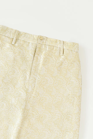 Creme silk brocade trousers