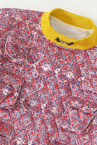 "Haveli" quilted silk block print sweatshirt