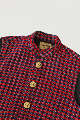 Handwoven plaid cotton vest