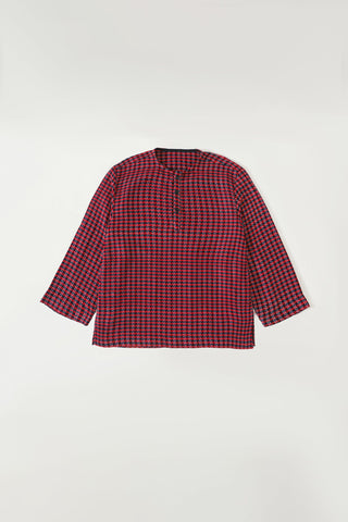 Handwoven plaid cotton shirt