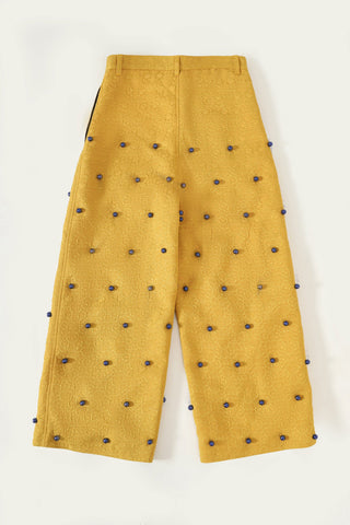 Lost time" hand-embroidered silk trousers