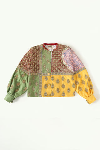 "Barsaat" hand-embroidered silk shirt-jacket