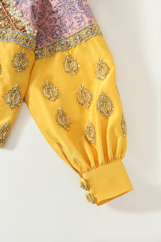 "Barsaat" hand-embroidered silk shirt-jacket