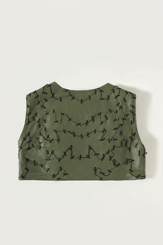 Embroidered leather top