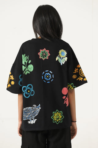 Blockprint motif T-shirt