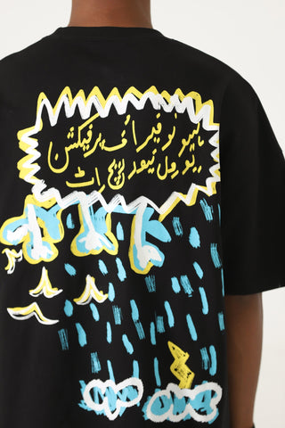 "Clouds above" printed patchwork T-shirt