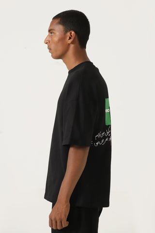 "I hate school" printed black T-shirt